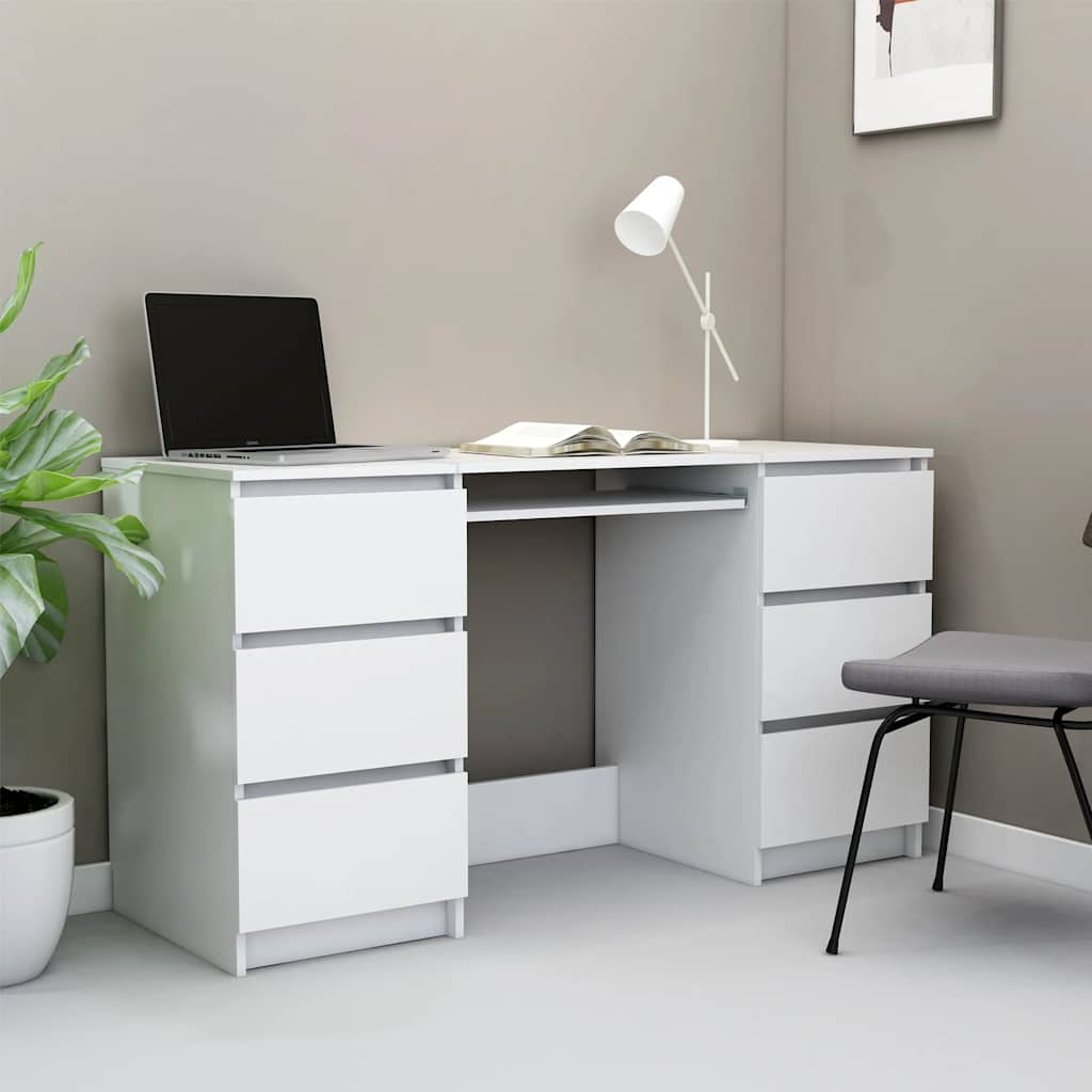 vidaXL Biurko, białe, 140x50x77 cm, materiał drewnopochodny