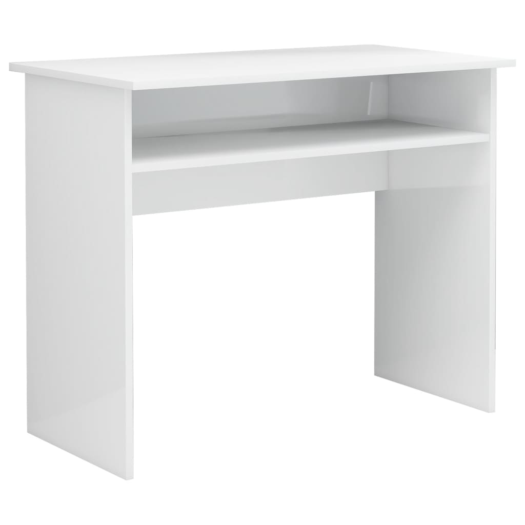 vidaXL Biurko, białe z połyskiem, 90x50x74cm, materiał drewnopochodny