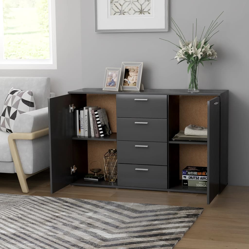 vidaXL Komoda, szara, 120x35,5x75 cm, materiał drewnopochodny