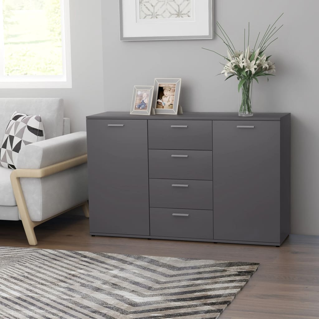 vidaXL Komoda, szara, 120x35,5x75 cm, materiał drewnopochodny