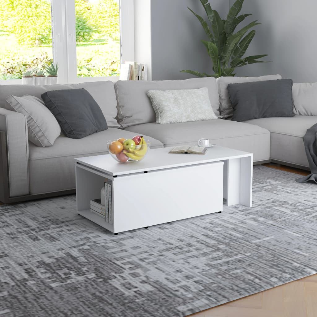 vidaXL Stolik kawowy, biały, 150x50x35 cm, materiał drewnopochodny
