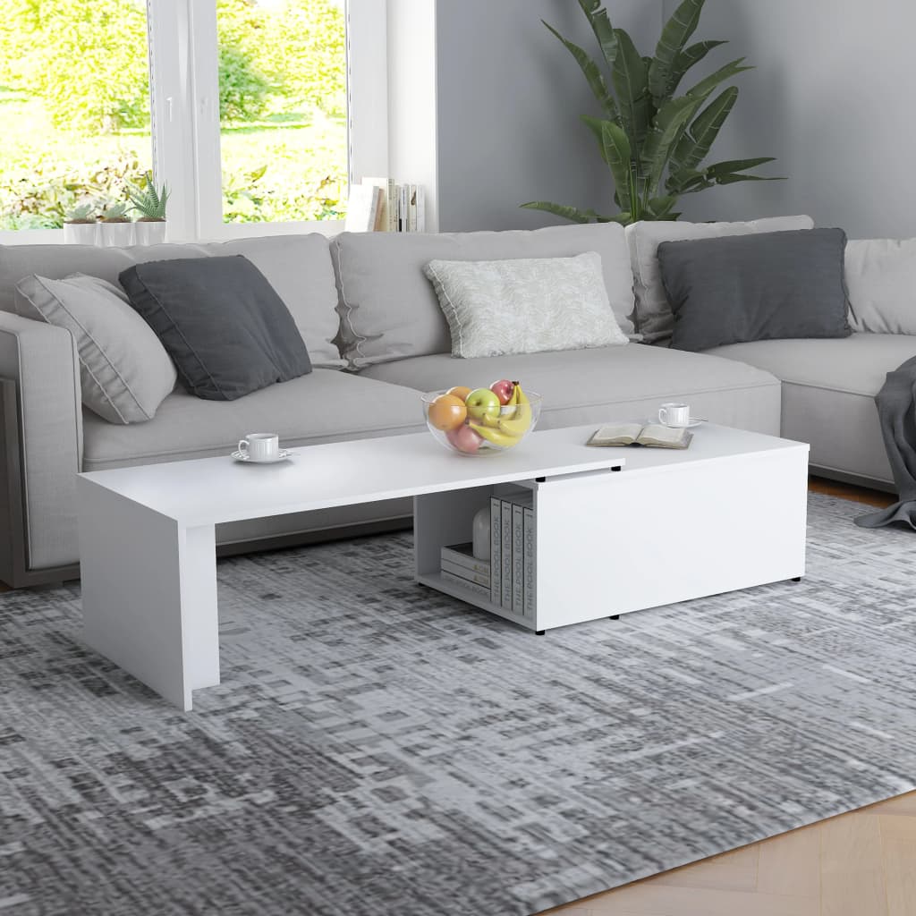 vidaXL Stolik kawowy, biały, 150x50x35 cm, materiał drewnopochodny