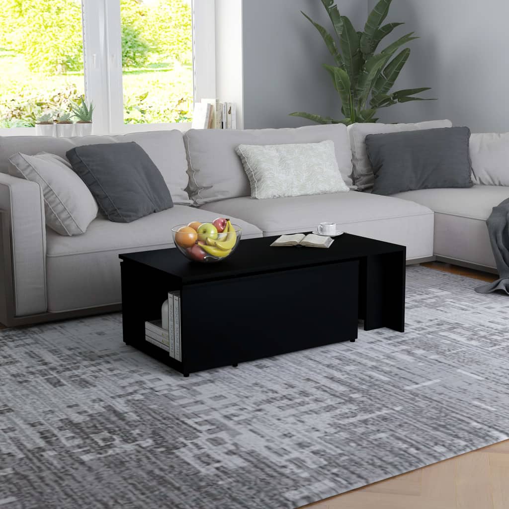 vidaXL Stolik kawowy, czarny, 150x50x35 cm, materiał drewnopochodny