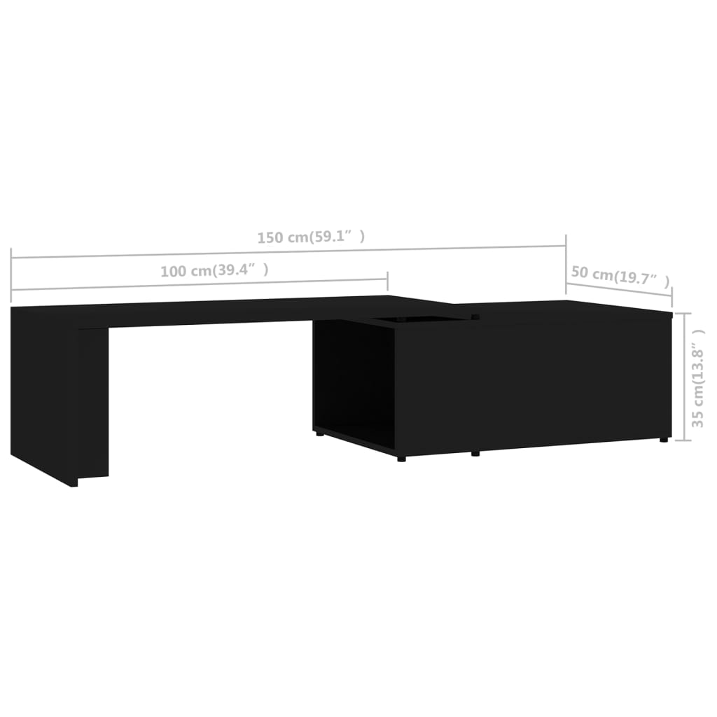 vidaXL Stolik kawowy, czarny, 150x50x35 cm, materiał drewnopochodny