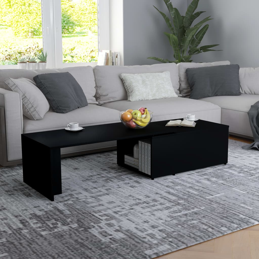 vidaXL Stolik kawowy, czarny, 150x50x35 cm, materiał drewnopochodny