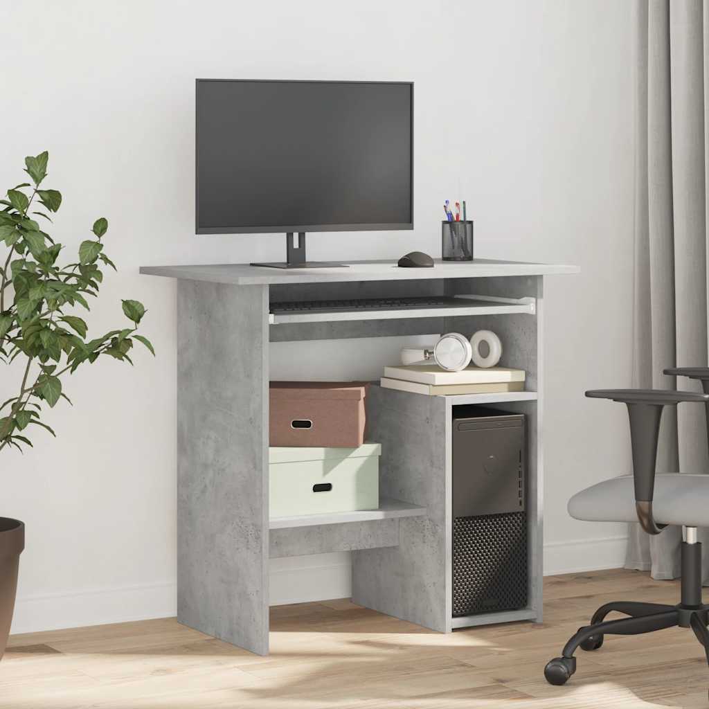 vidaXL Biurko, betonowa szarość, 80x45x74 cm, materiał drewnopochodny