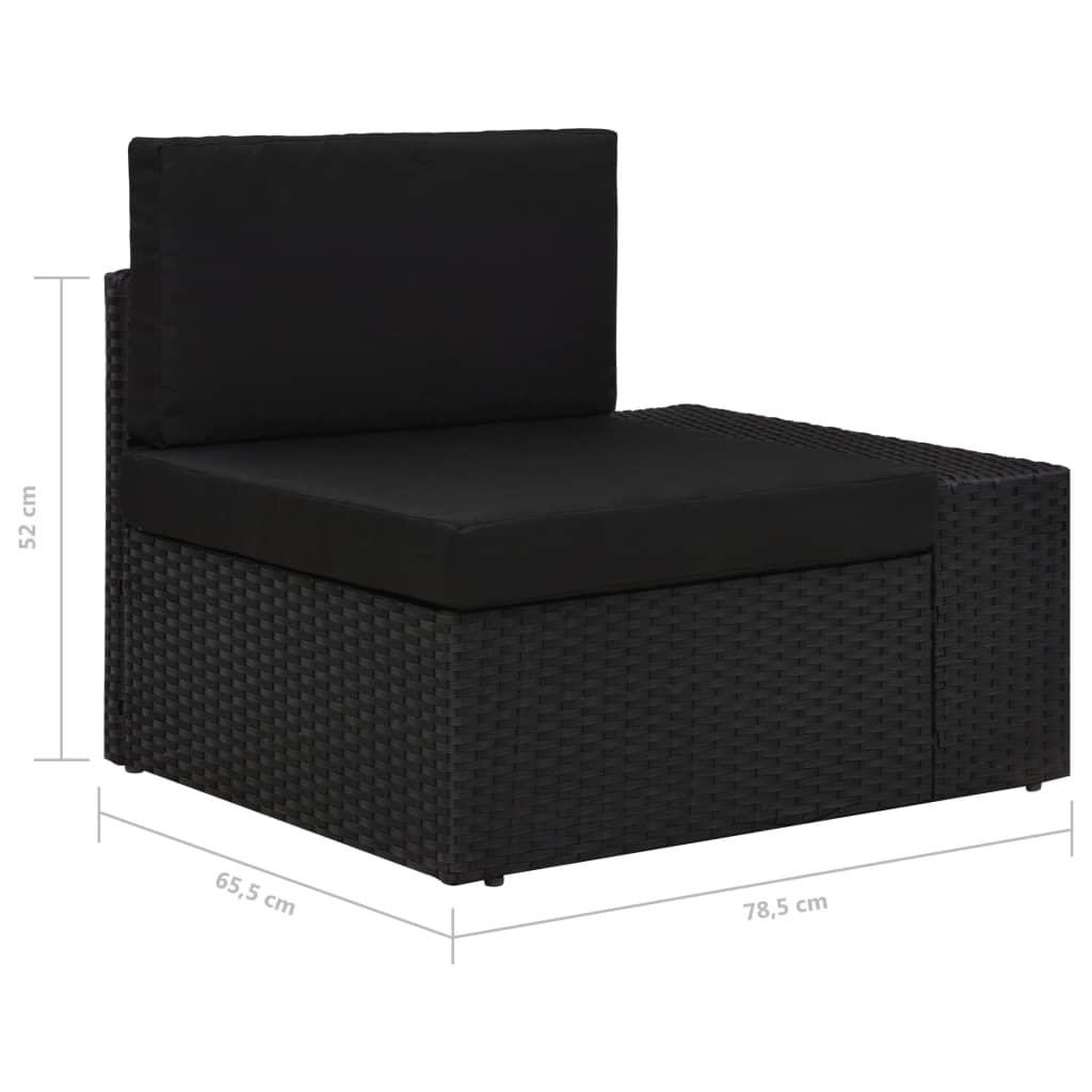 vidaXL Modułowe siedzisko narożne lewy podłokietnik, rattan PE, czarne