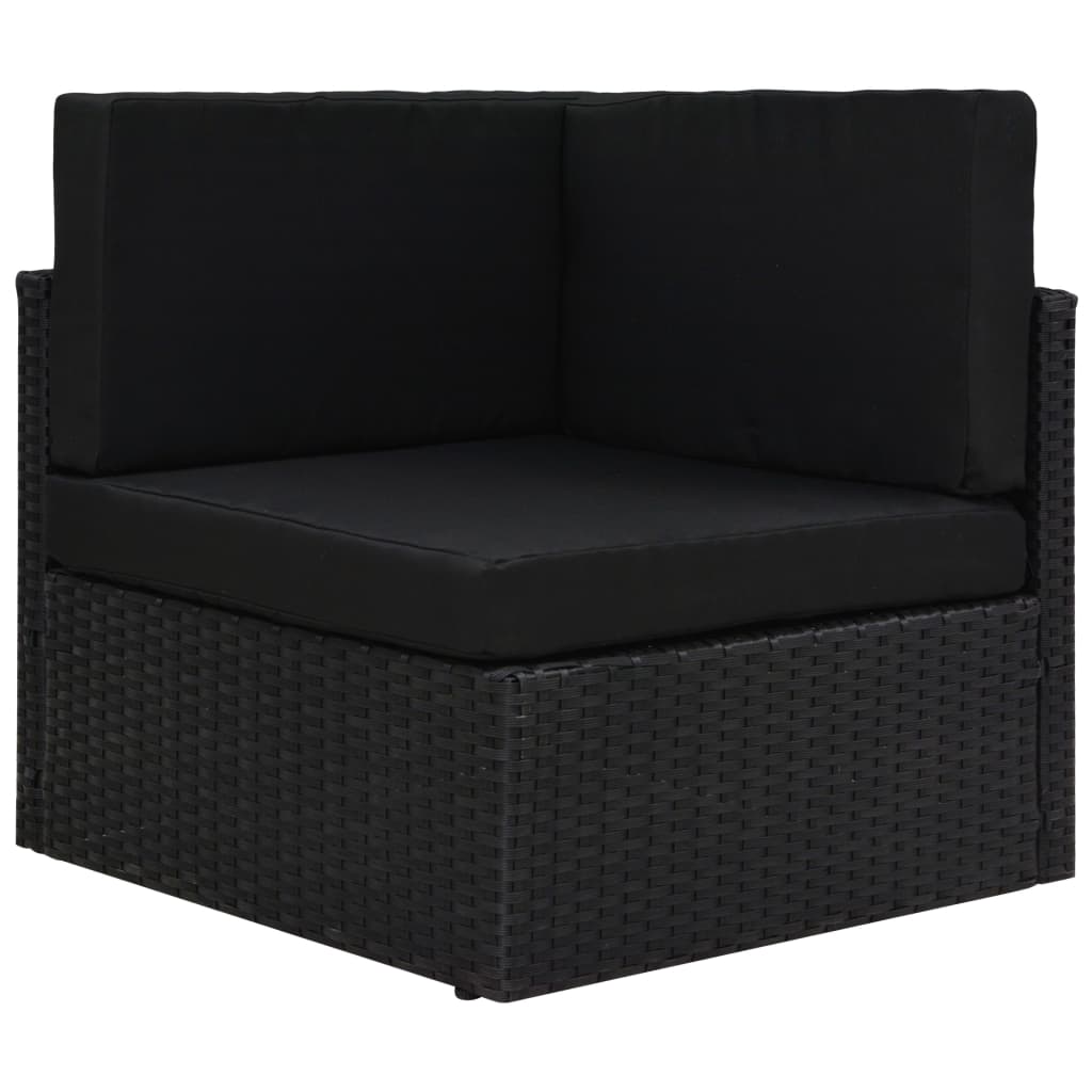 vidaXL Modułowe siedzisko narożne, rattan PE, czarne