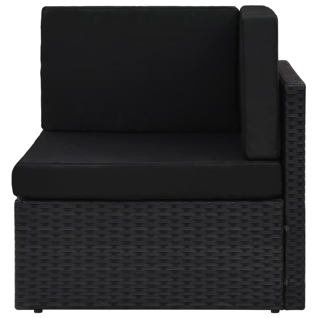 vidaXL Modułowe siedzisko narożne, rattan PE, czarne