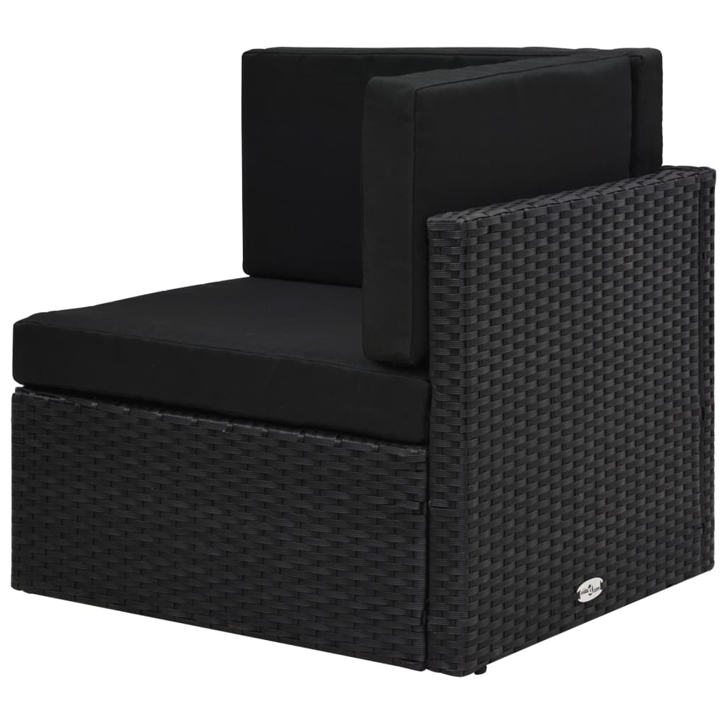 vidaXL Modułowe siedzisko narożne, rattan PE, czarne