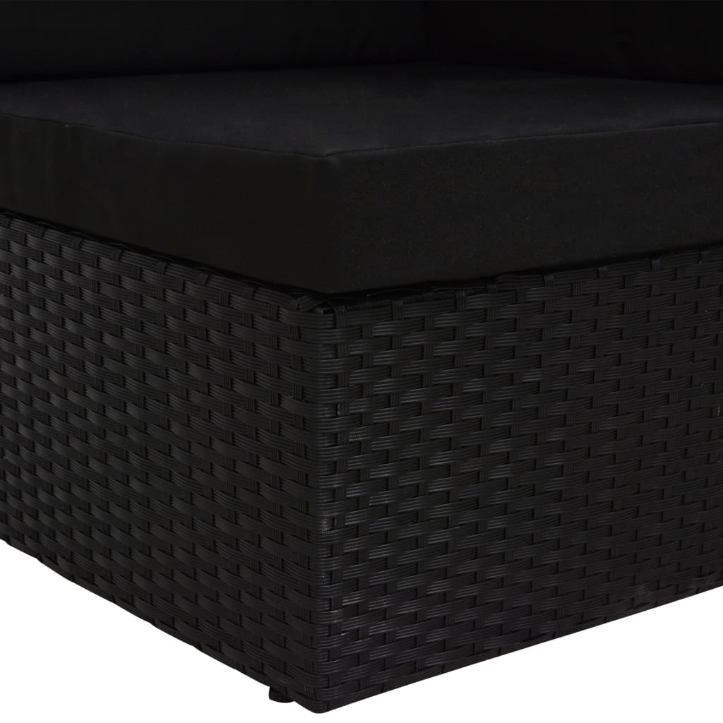 vidaXL Modułowe siedzisko narożne, rattan PE, czarne