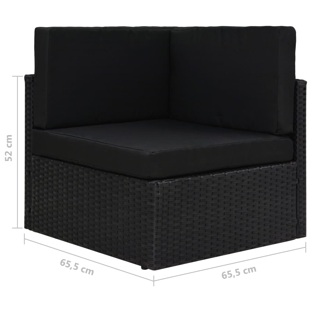 vidaXL Modułowe siedzisko narożne, rattan PE, czarne