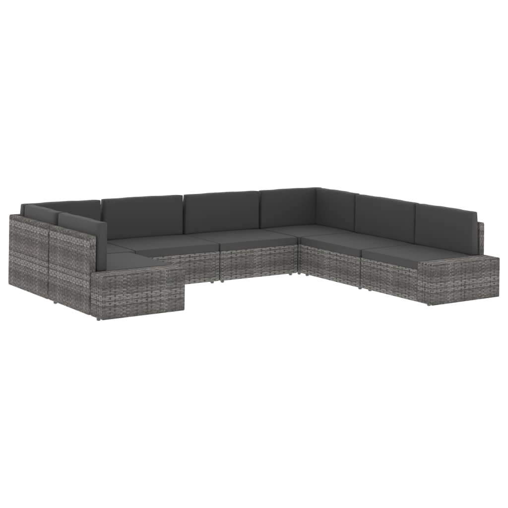 vidaXL Modułowe siedzisko narożne, rattan PE, czarne