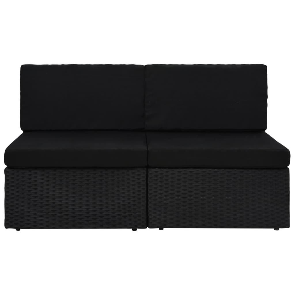 vidaXL Sofa modułowa 2-osobowa, rattan PE, czarna