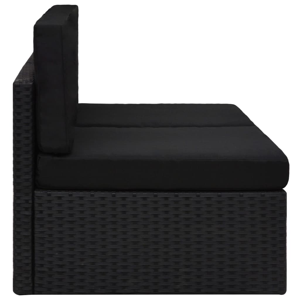 vidaXL Sofa modułowa 2-osobowa, rattan PE, czarna