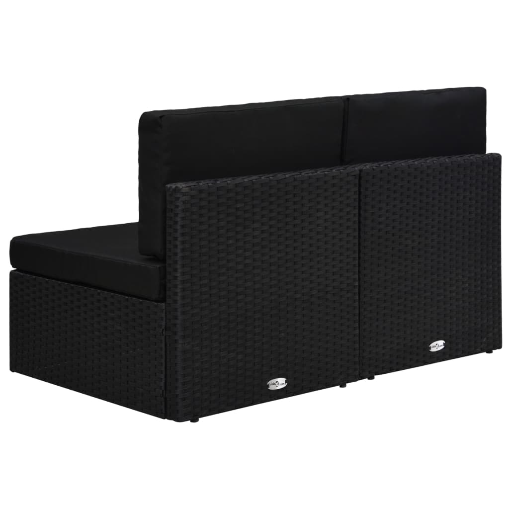 vidaXL Sofa modułowa 2-osobowa, rattan PE, czarna