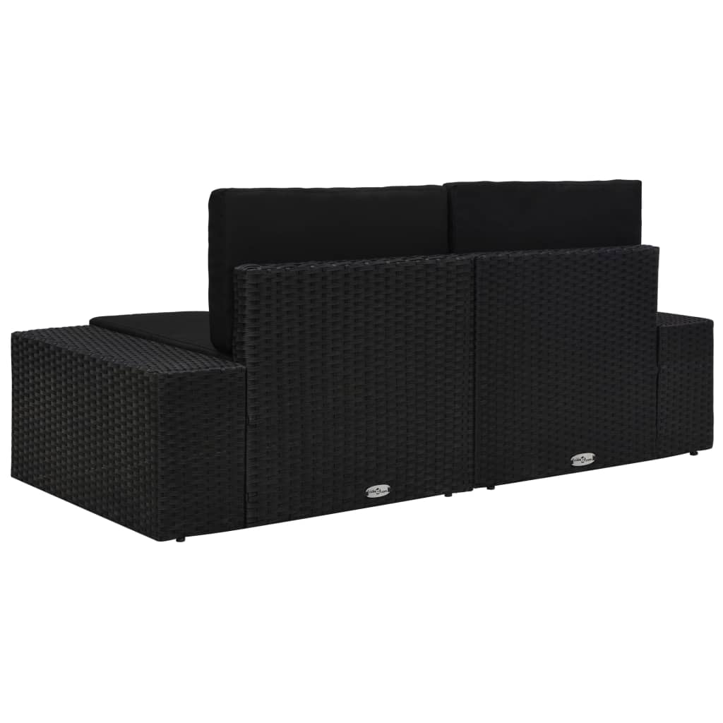 vidaXL Sofa modułowa 2-osobowa, rattan PE, czarna