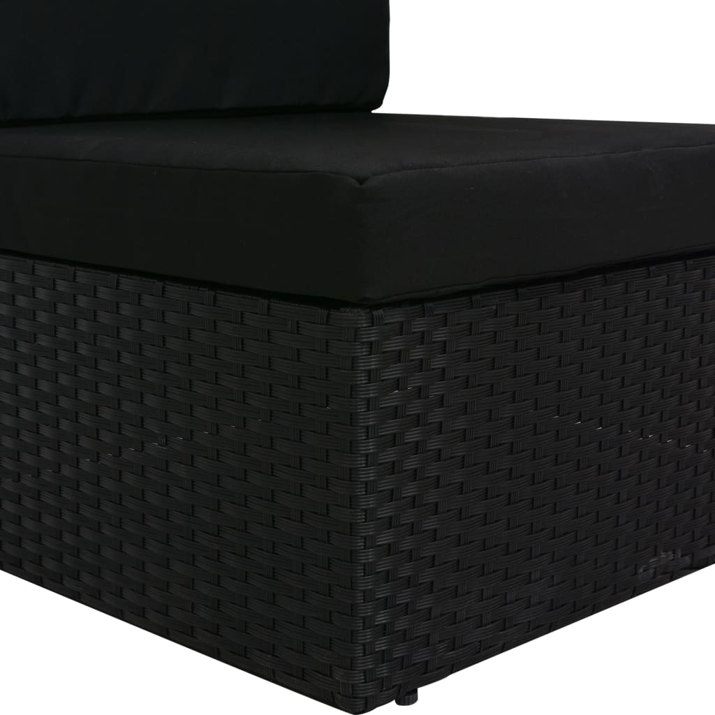 vidaXL Sofa modułowa 2-osobowa, rattan PE, czarna