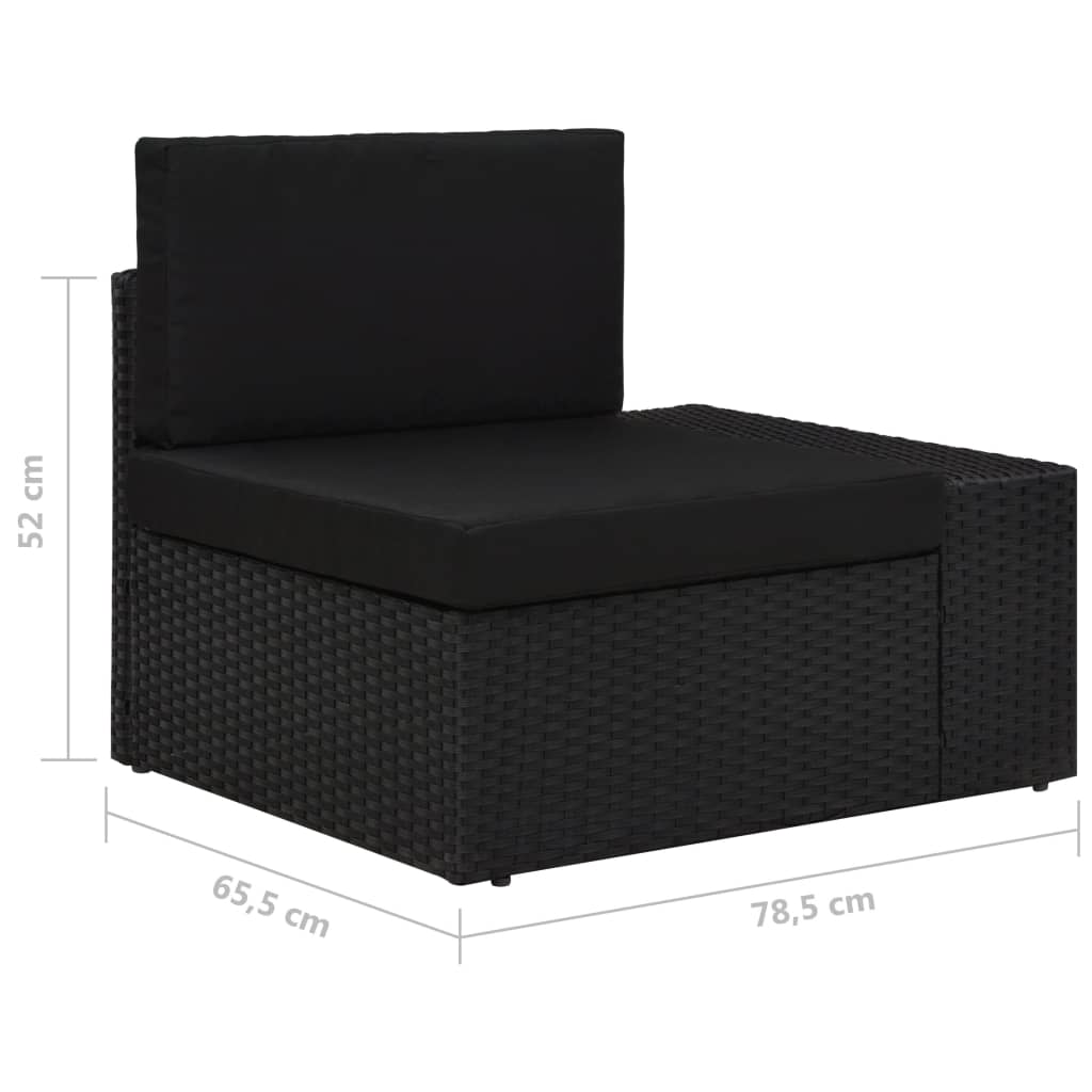 vidaXL Sofa modułowa 2-osobowa, rattan PE, czarna