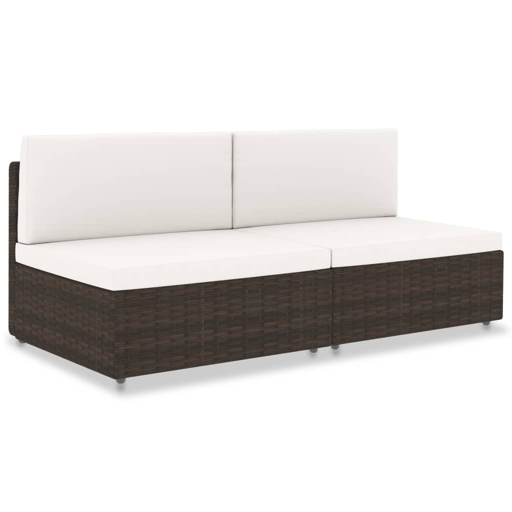 vidaXL Sofa modułowa 2-osobowa, rattan PE, brązowa