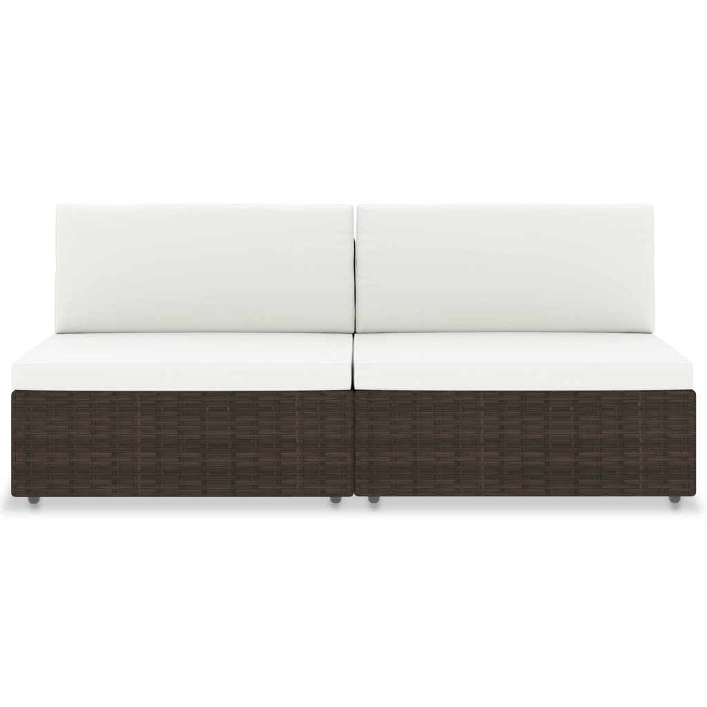 vidaXL Sofa modułowa 2-osobowa, rattan PE, brązowa