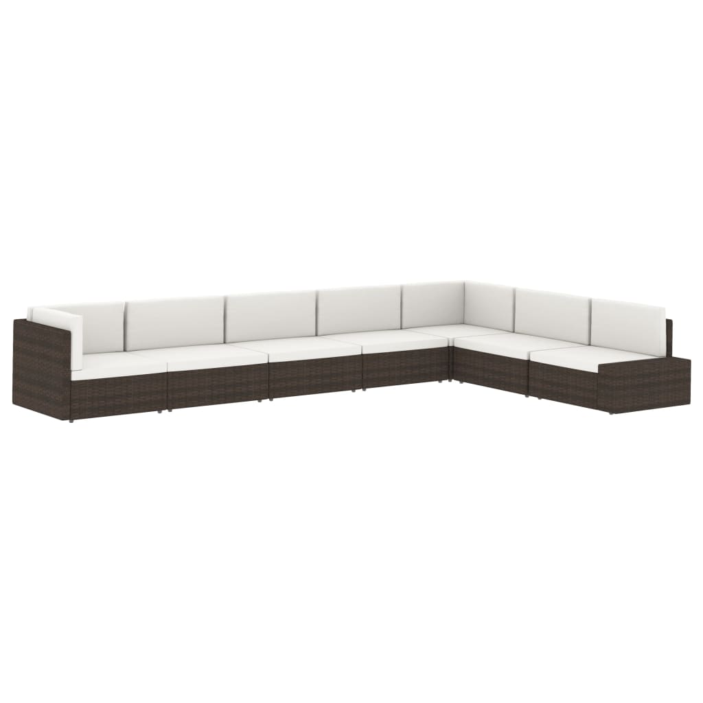 vidaXL Sofa modułowa 2-osobowa, rattan PE, brązowa