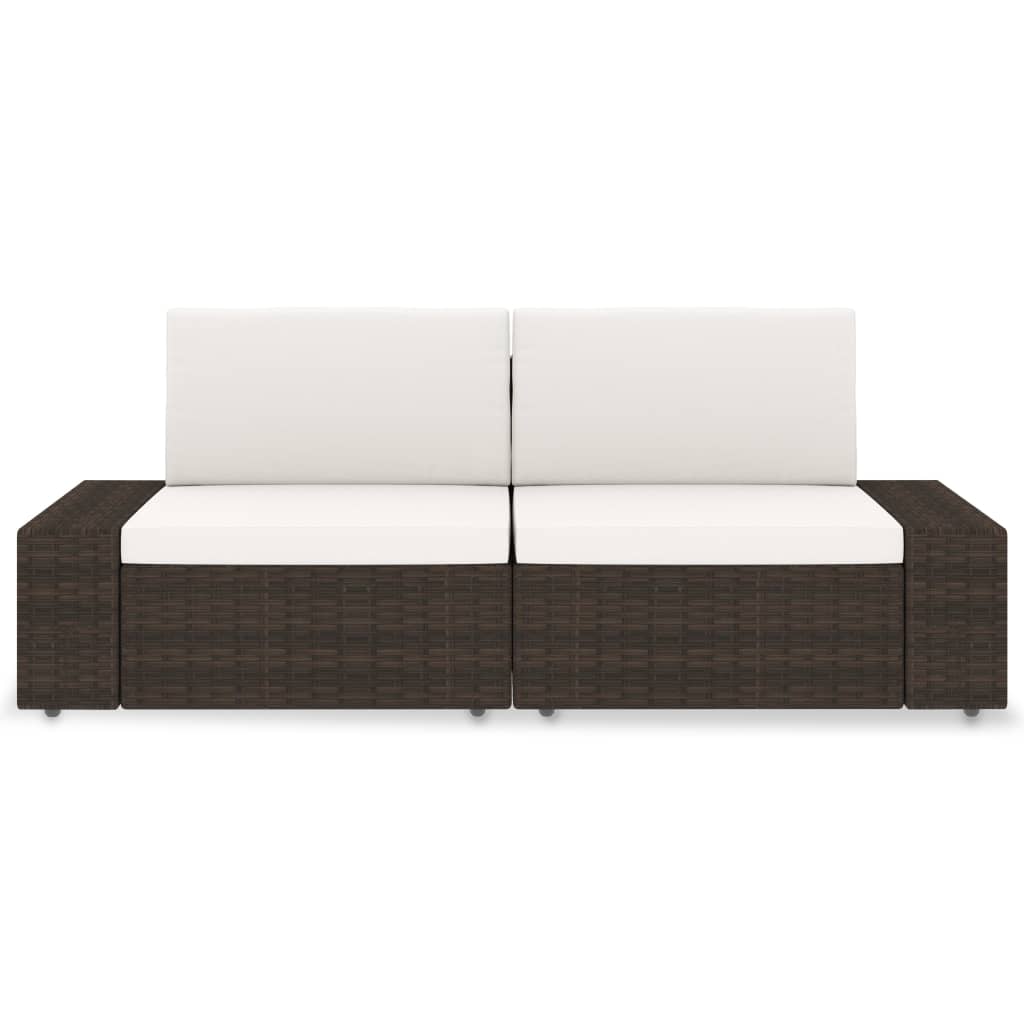 vidaXL Sofa modułowa 2-osobowa, rattan PE, brązowa