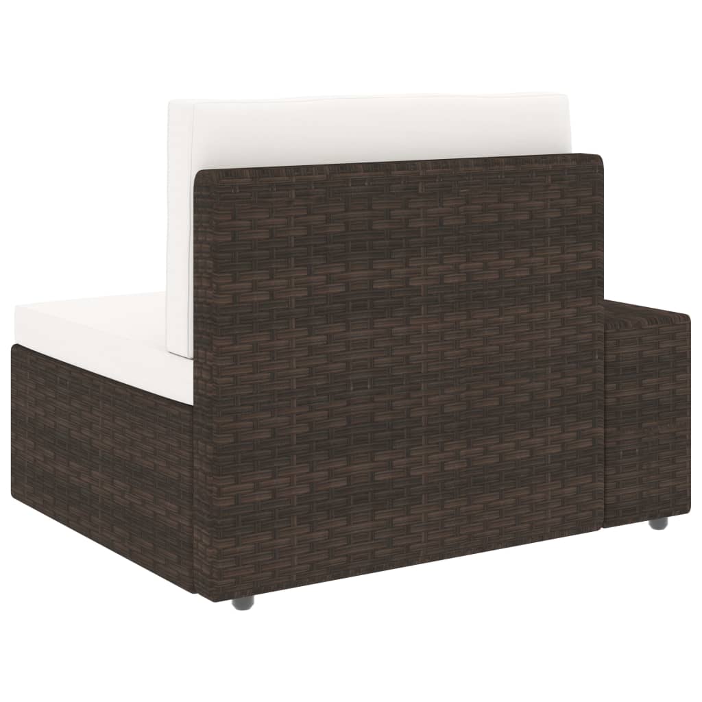 vidaXL Sofa modułowa 2-osobowa, rattan PE, brązowa