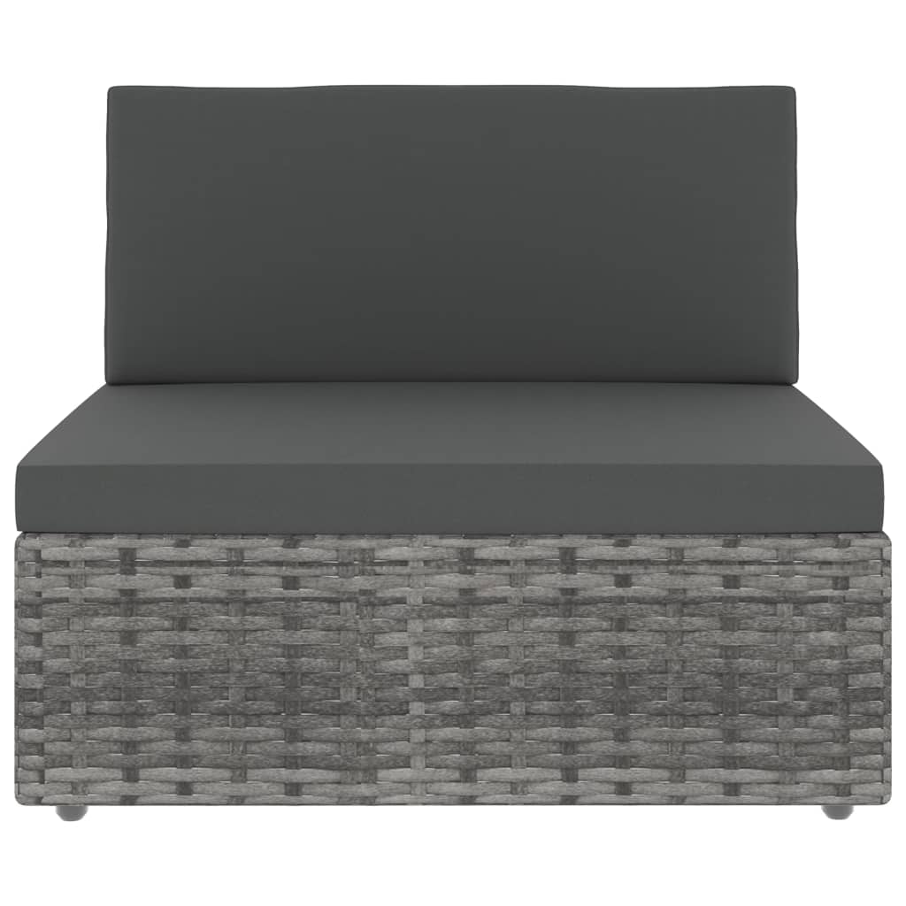 vidaXL Modułowe siedzisko środkowe, rattan PE, szare