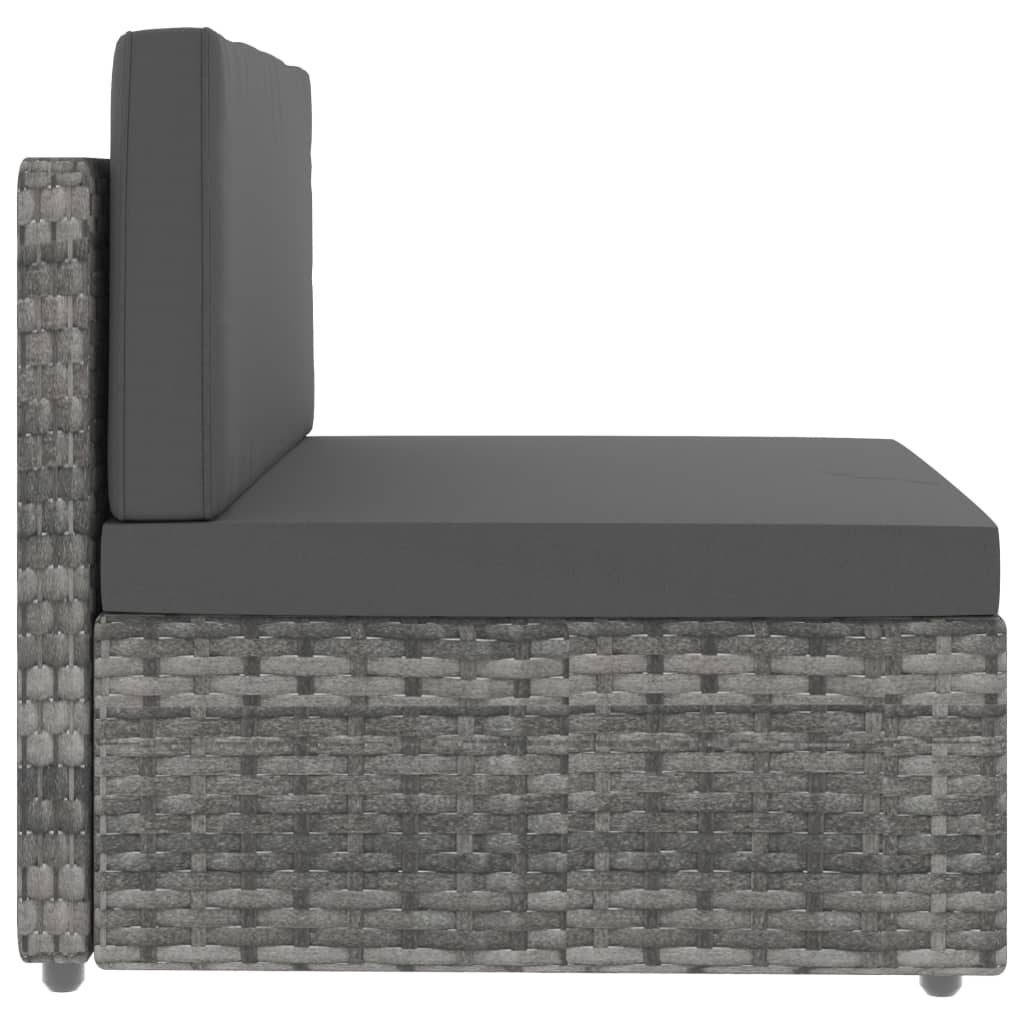 vidaXL Modułowe siedzisko środkowe, rattan PE, szare