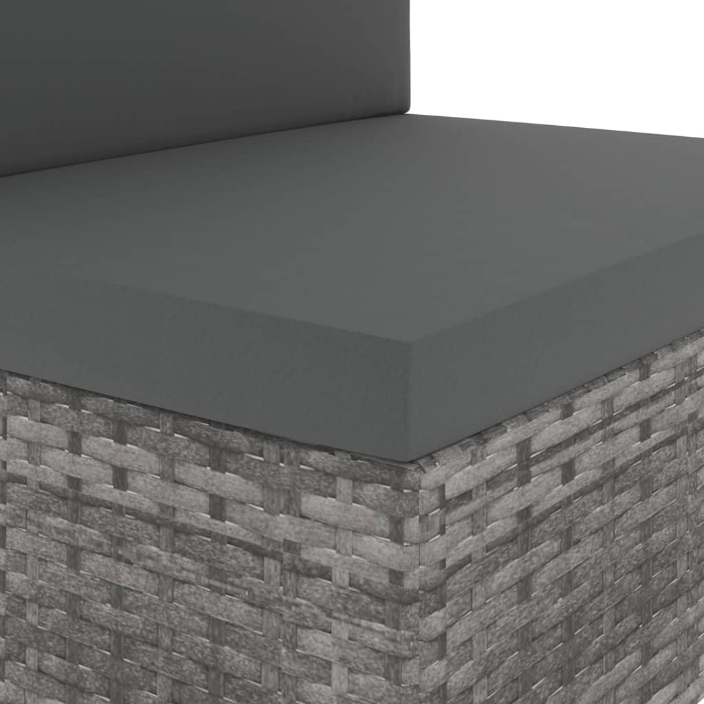 vidaXL Modułowe siedzisko środkowe, rattan PE, szare