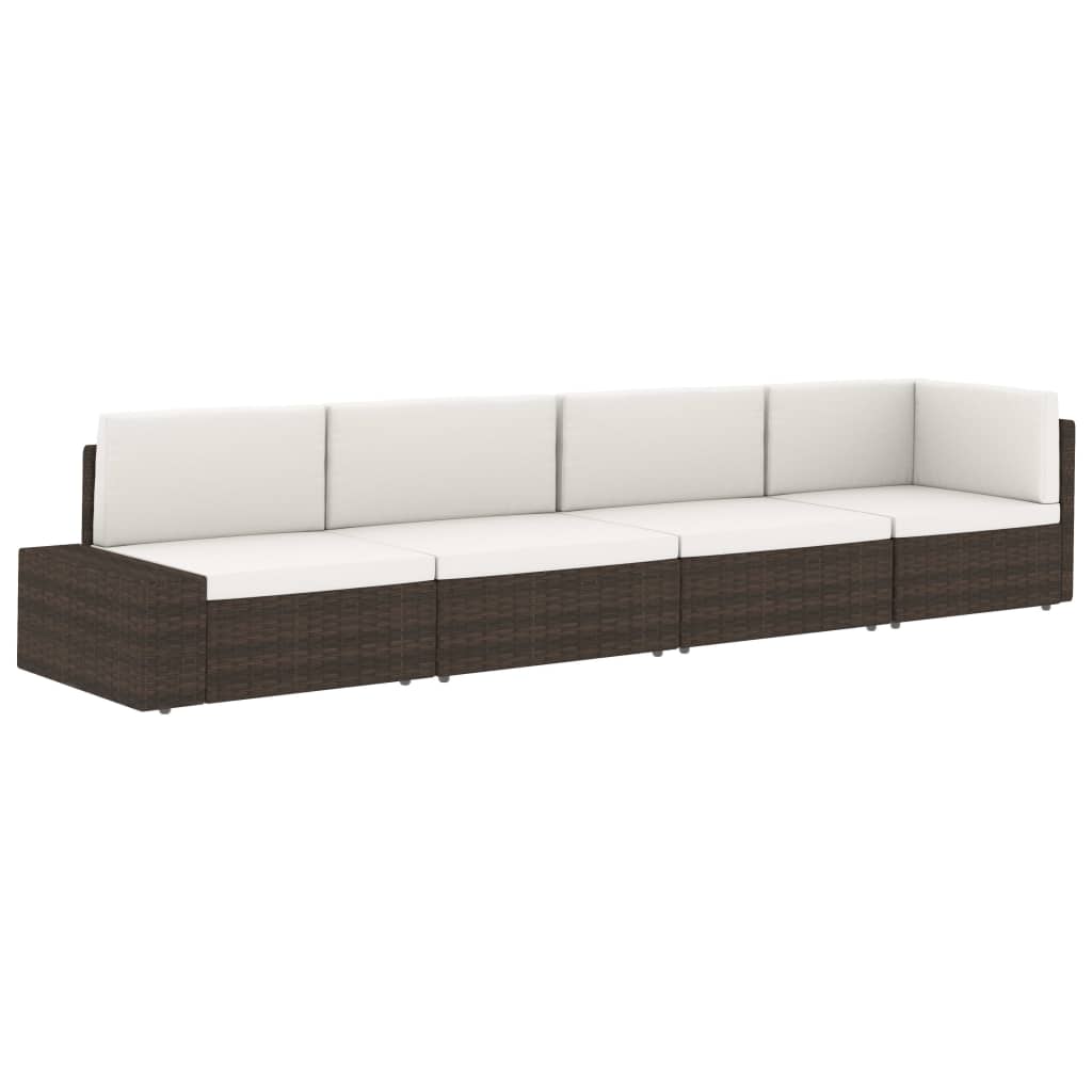 vidaXL Modułowe siedzisko środkowe, rattan PE, szare