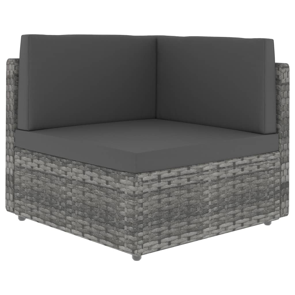 vidaXL Modułowe siedzisko narożne, rattan PE, szare