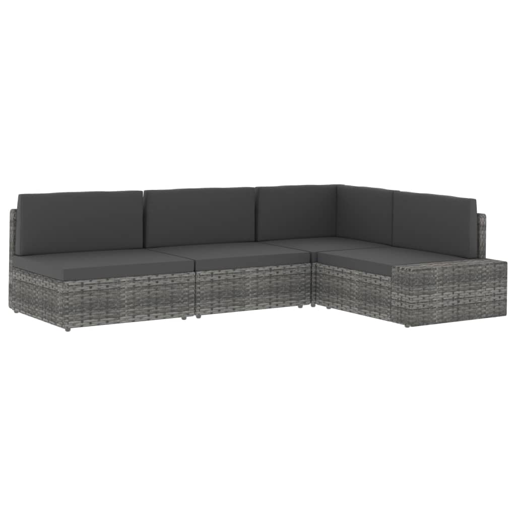 vidaXL Modułowe siedzisko narożne, rattan PE, szare