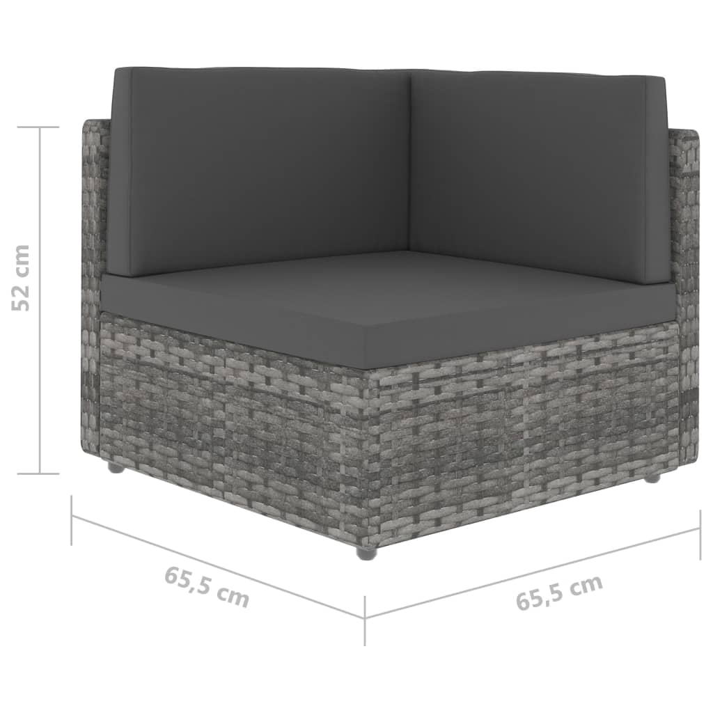 vidaXL Modułowe siedzisko narożne, rattan PE, szare