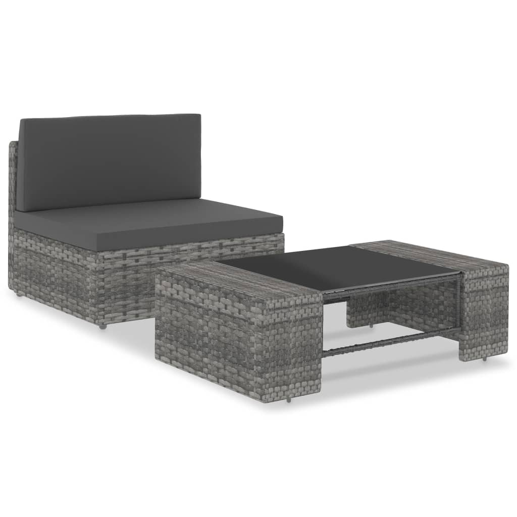 vidaXL 2-cz. zestaw wypoczynkowy do ogrodu, rattan PE, szary