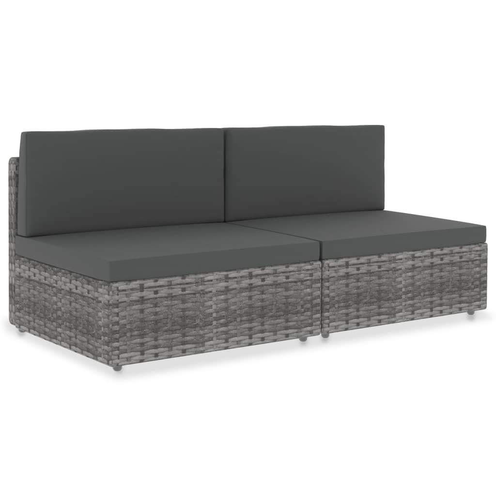 vidaXL Sofa modułowa 2-osobowa, rattan PE, szara