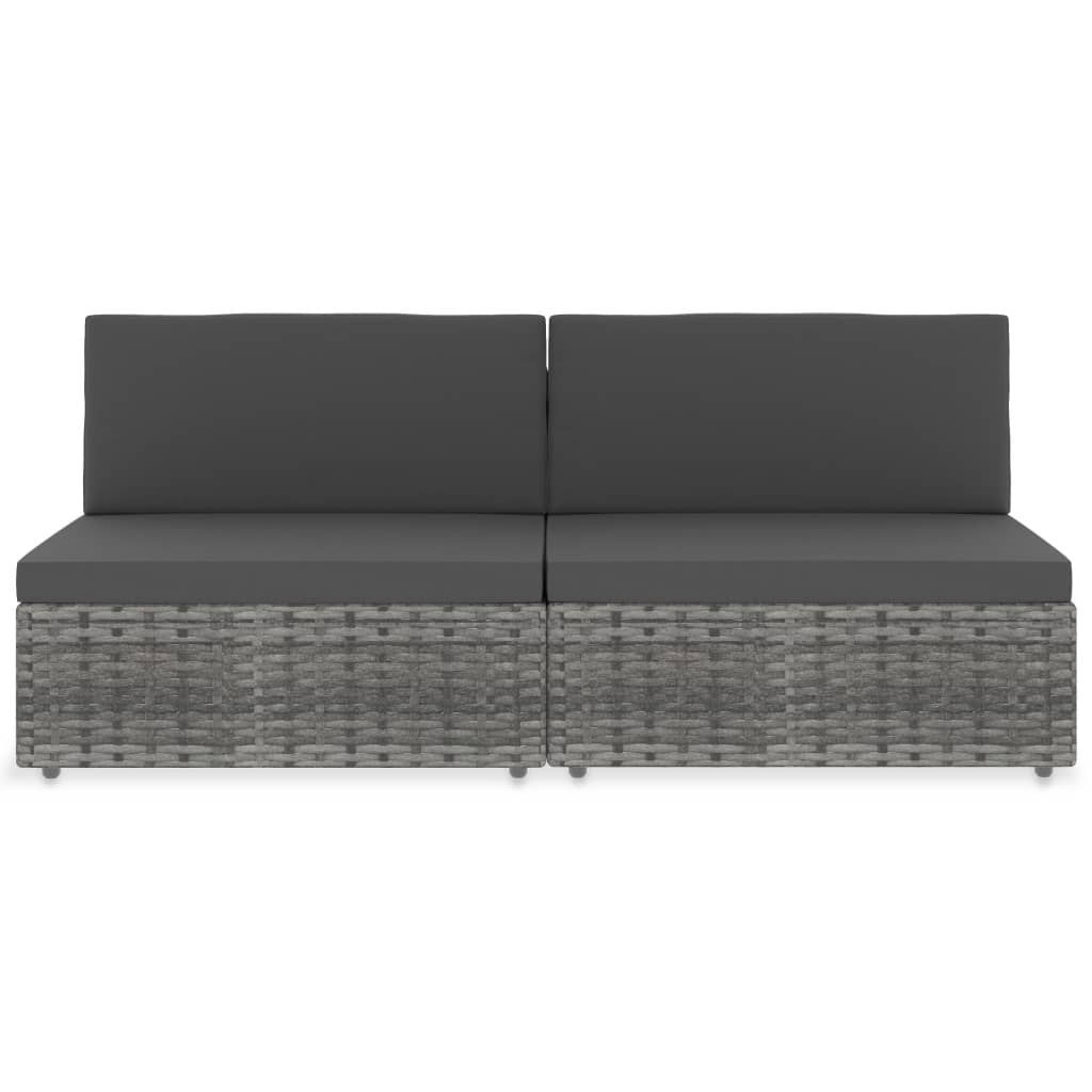 vidaXL Sofa modułowa 2-osobowa, rattan PE, szara
