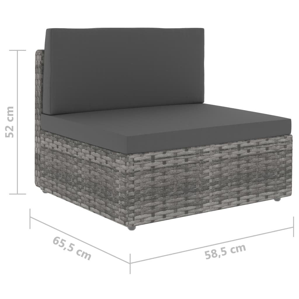 vidaXL Sofa modułowa 2-osobowa, rattan PE, szara