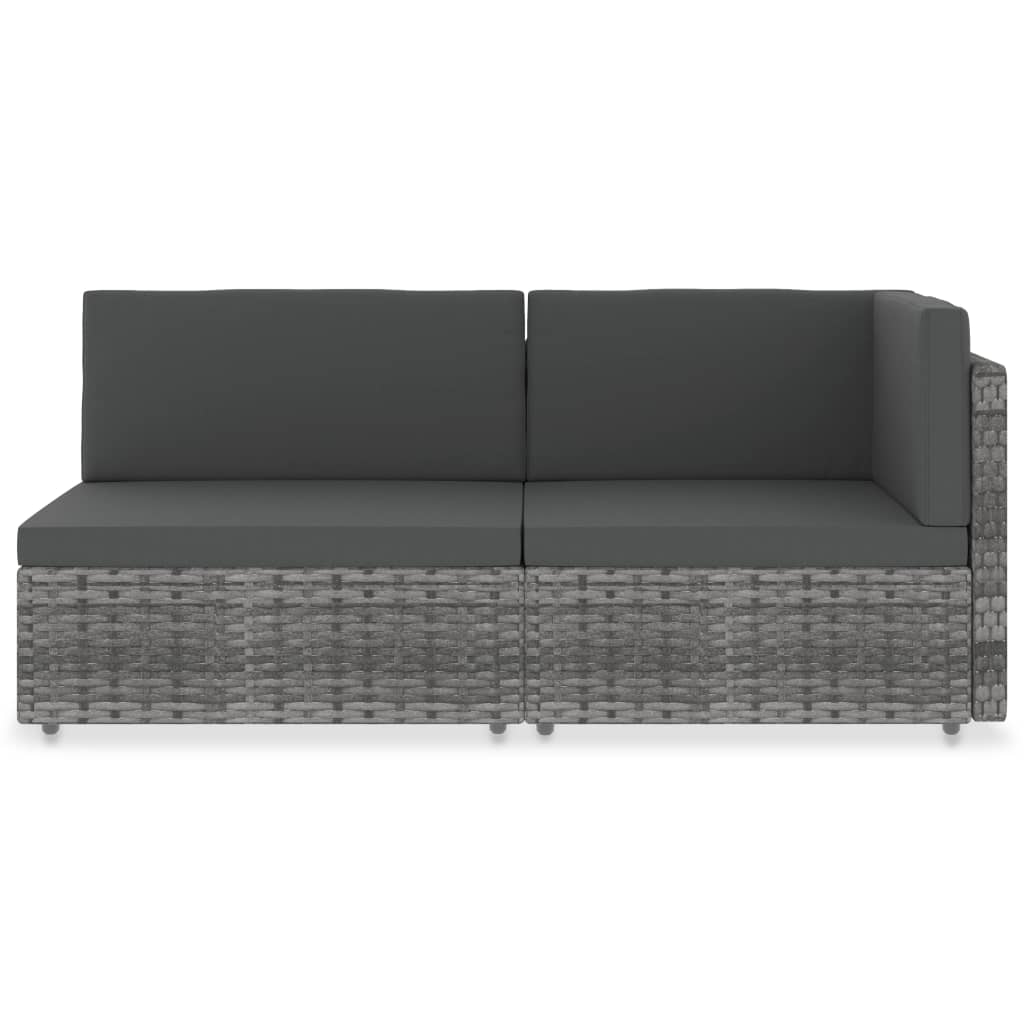 vidaXL Sofa modułowa 2-osobowa, rattan PE, szara