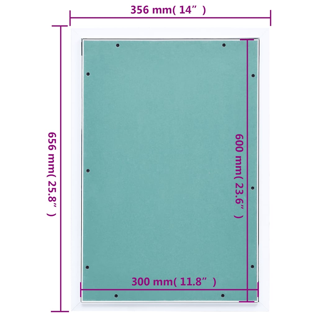 vidaXL Panel rewizyjny z aluminiową ramą i płytą z gipsu, 300x600 mm