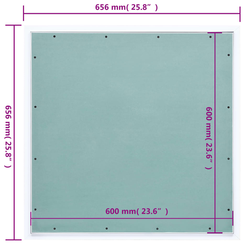 vidaXL Panel rewizyjny z aluminiową ramą i płytą z gipsu, 600x600 mm
