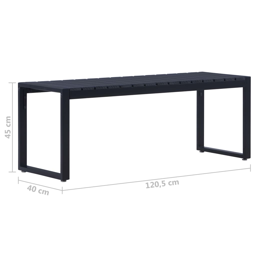 vidaXL Ławka ogrodowa, 120,5 cm, płyta PS, czarna