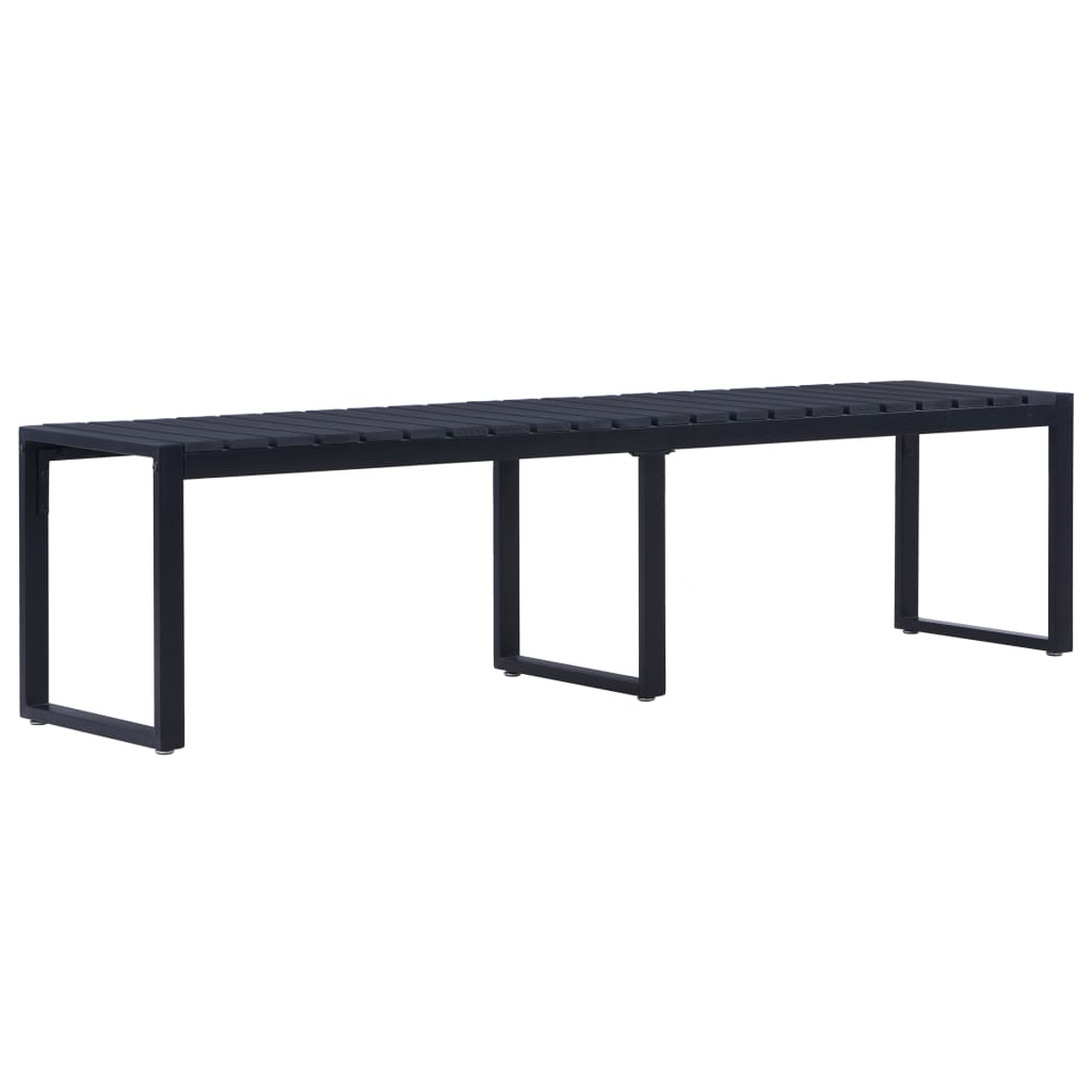 vidaXL Ławka ogrodowa, 180 cm, płyta PS, czarna