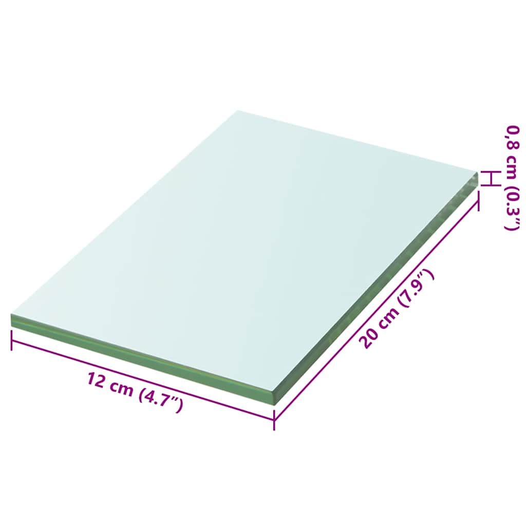 vidaXL Półki, 2 szt., panel bezbarwnego szkła, 20 x 12 cm