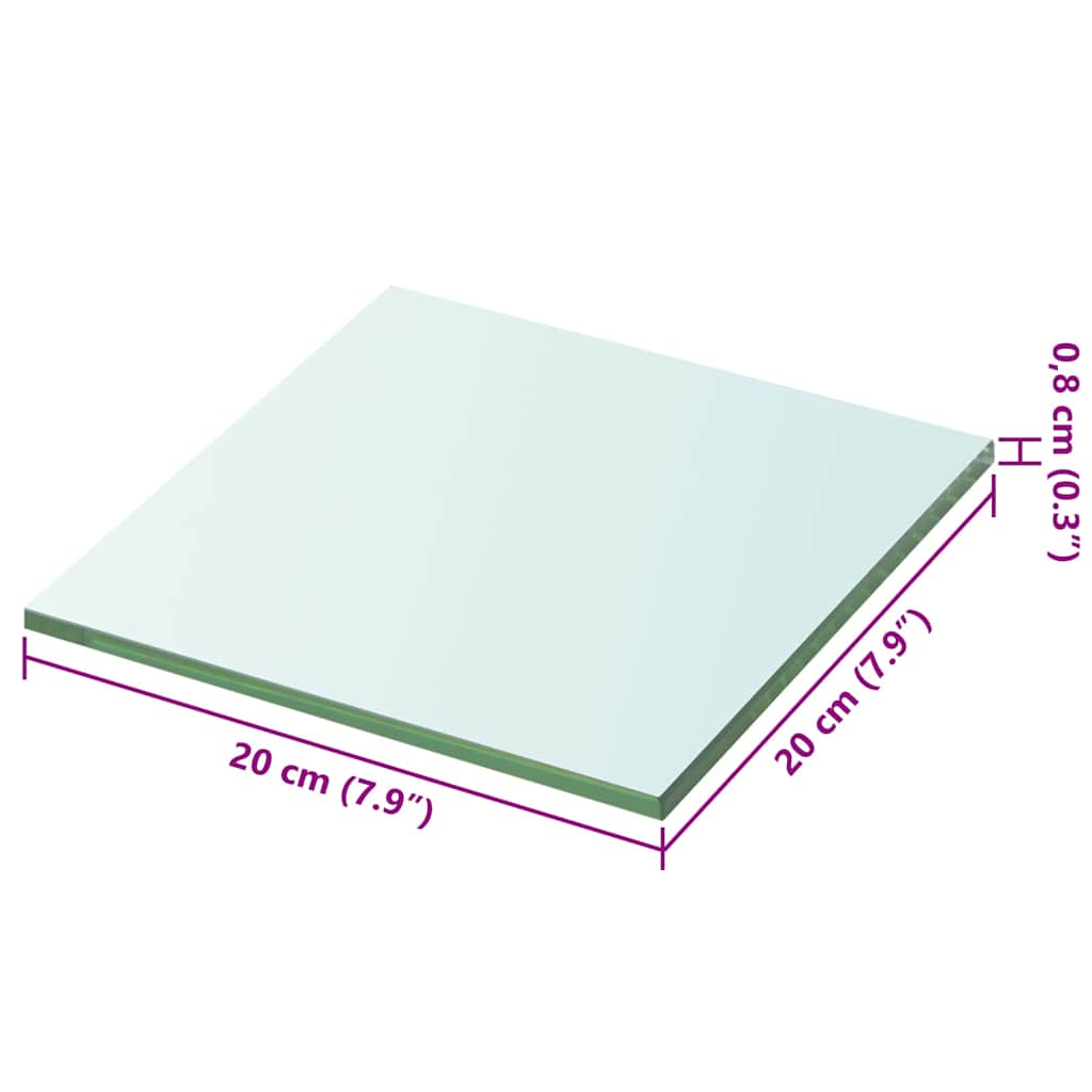 vidaXL Półki, 2 szt., panel z przezroczystego szkła, 20 x 20 cm