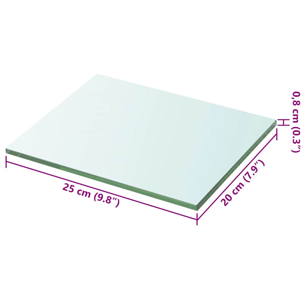 vidaXL Półki, 2 szt., panel z bezbarwnego szkła, 20 x 25 cm
