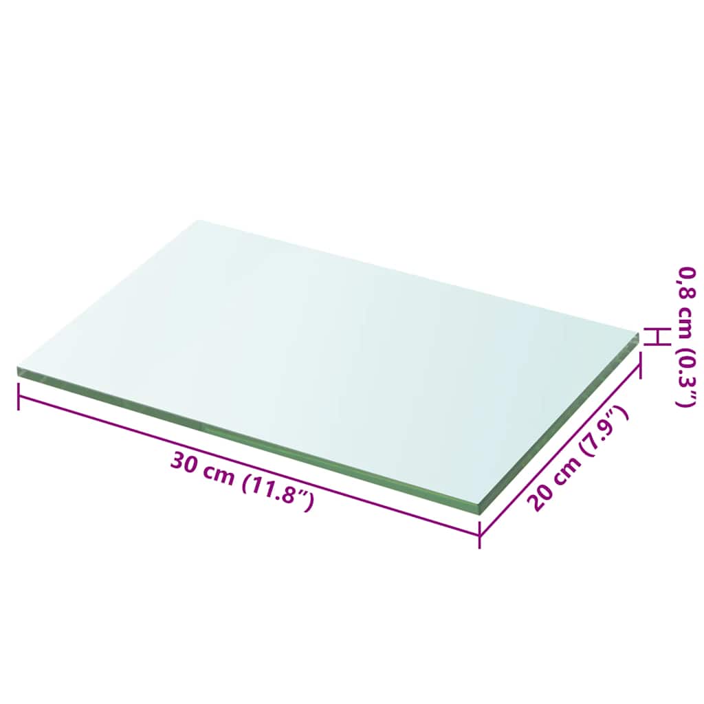 vidaXL Półki, 2 szt., panel z przezroczystego szkła, 30 x 20 cm
