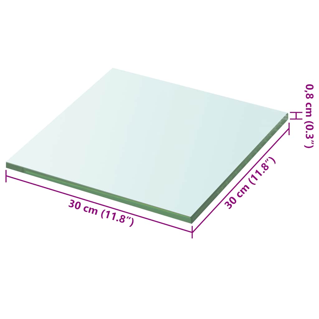 vidaXL Półki, 2 szt., panel z bezbarwnego szkła, 30 x 30 cm