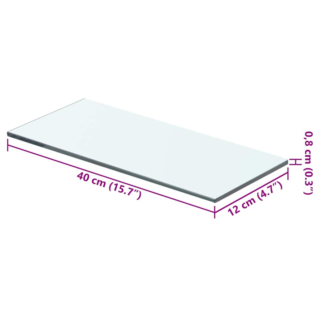 vidaXL Półki, 2 szt., panel z przezroczystego szkła, 40 x 12 cm
